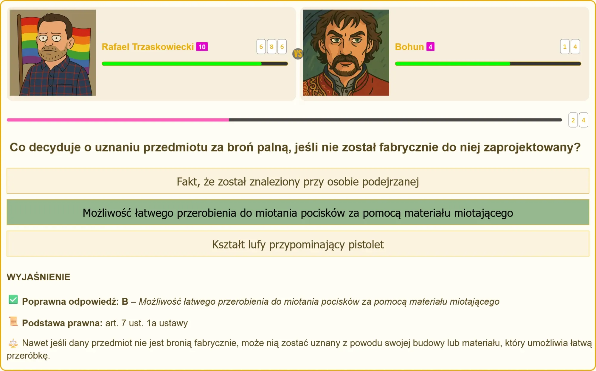 Test na patent strzelecki - pytanie o uznanie przedmiotu za broń palną