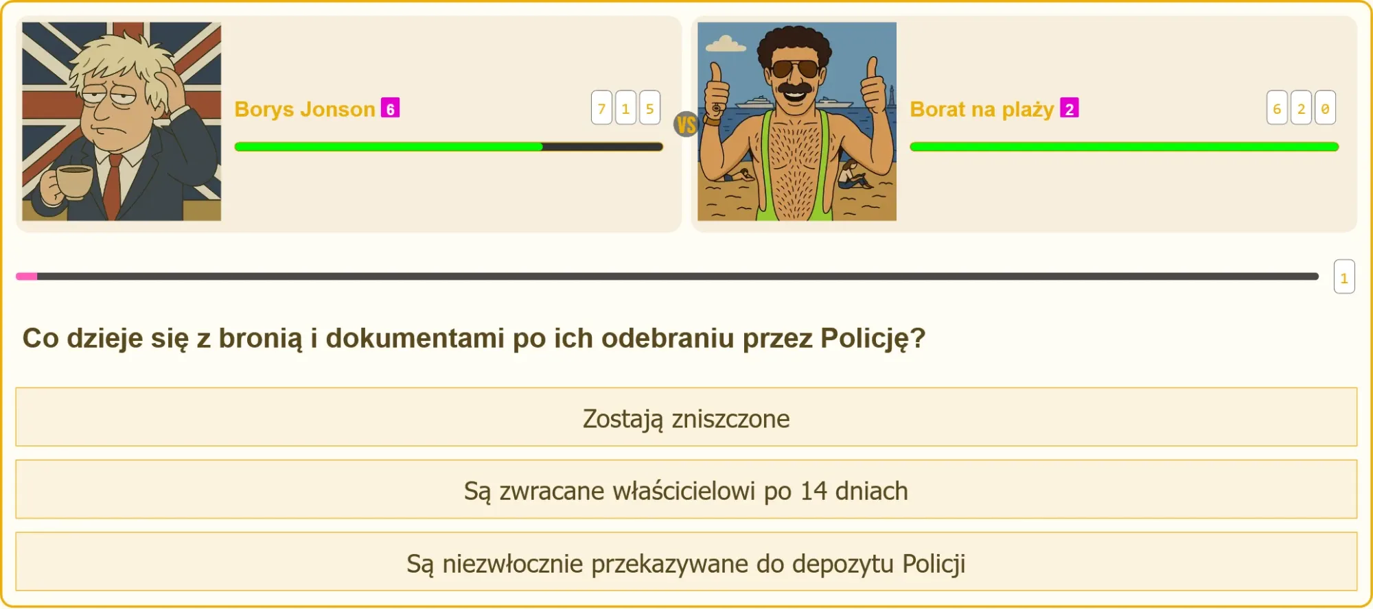 Policjant przekazujący broń do depozytu