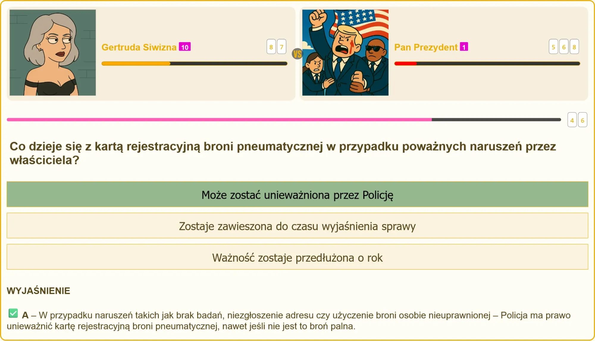 Karta rejestracyjna broni pneumatycznej z pieczęcią unieważnienia