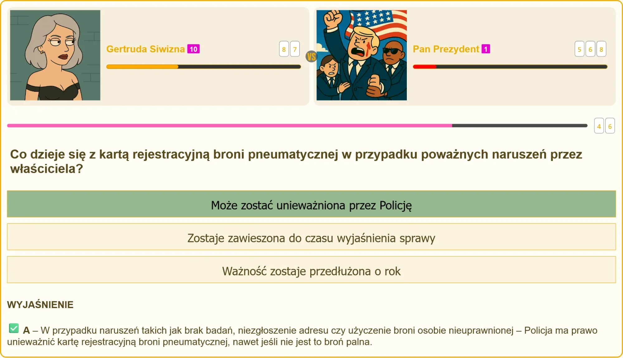 Policjant sprawdzający dokumenty związane z bronią pneumatyczną