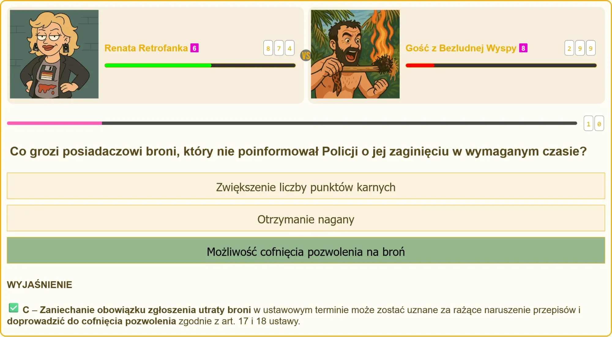 Walka o punkty w quizie na patent strzelecki - Renata Retrofanka vs Gość z Bezludnej Wyspy