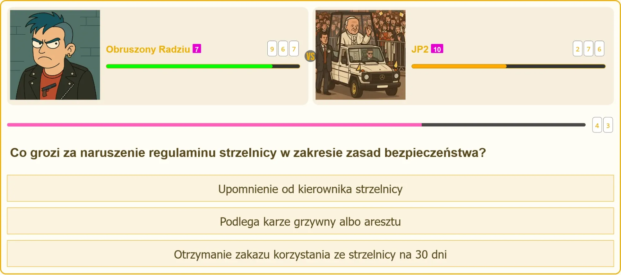Pojedynek na strzelnicy - pytanie testowe na patent strzelecki