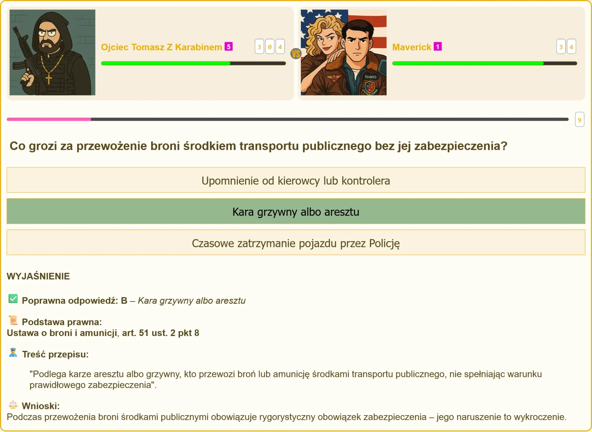 Kary za brak zabezpieczenia broni w transporcie publicznym