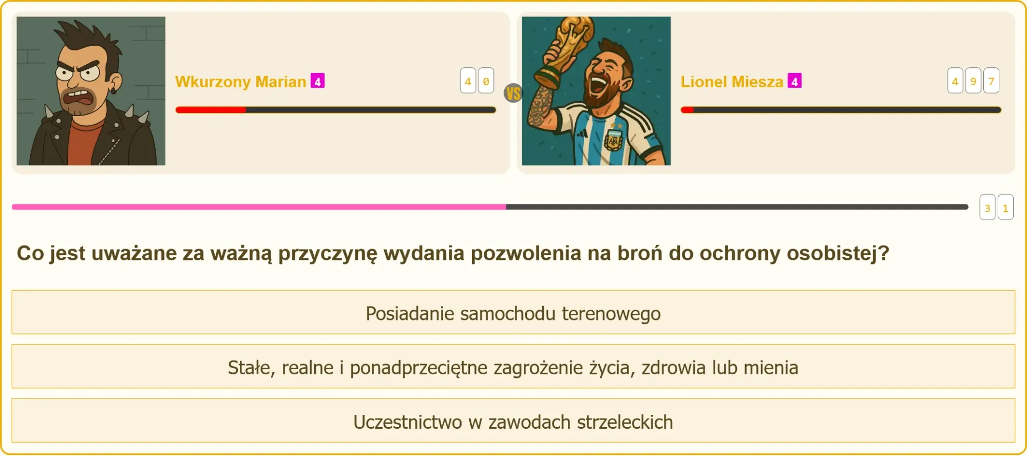 Pojedynek na pytania o pozwolenie na broń