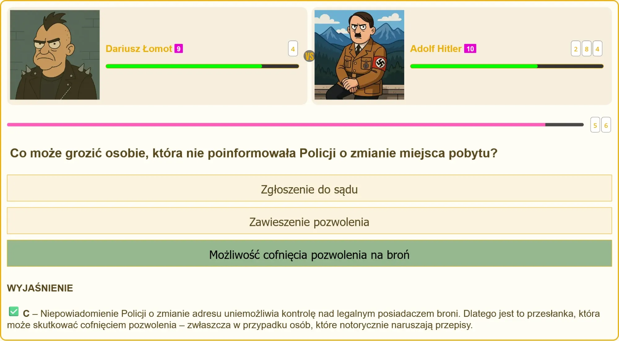 Czy niepowiadomienie Policji o zmianie miejsca zamieszkania grozi cofnięciem pozwolenia na broń?