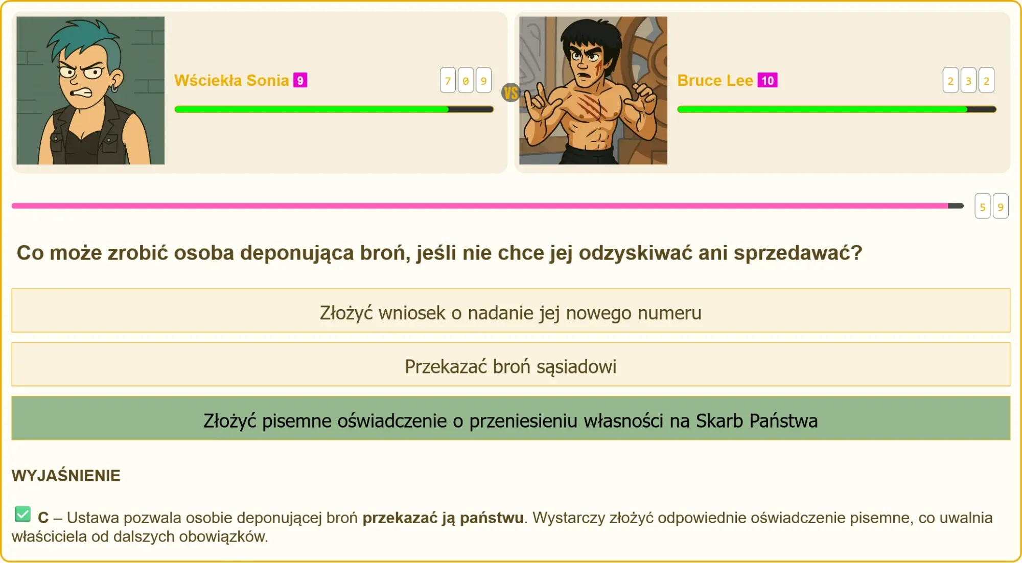 Test na patent strzelecki - pytanie o deponowaną broń