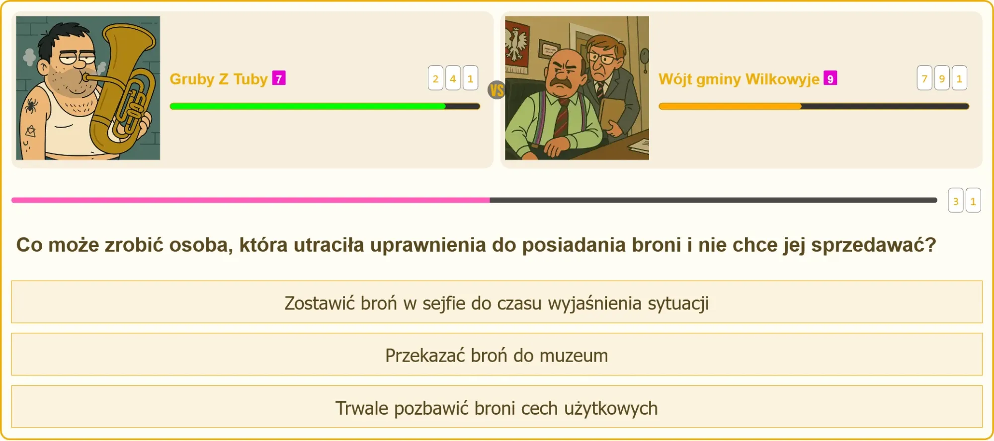 Pojedynek na wiedzę między strzelcami - pytanie o utratę uprawnień do broni