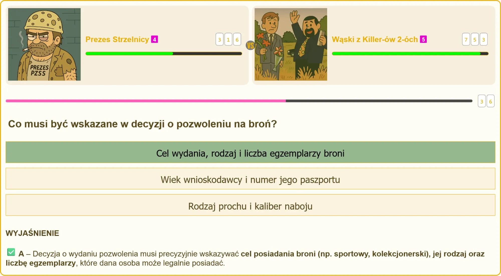 Przykładowa decyzja o pozwoleniu na broń z zaznaczonymi wymaganymi elementami
