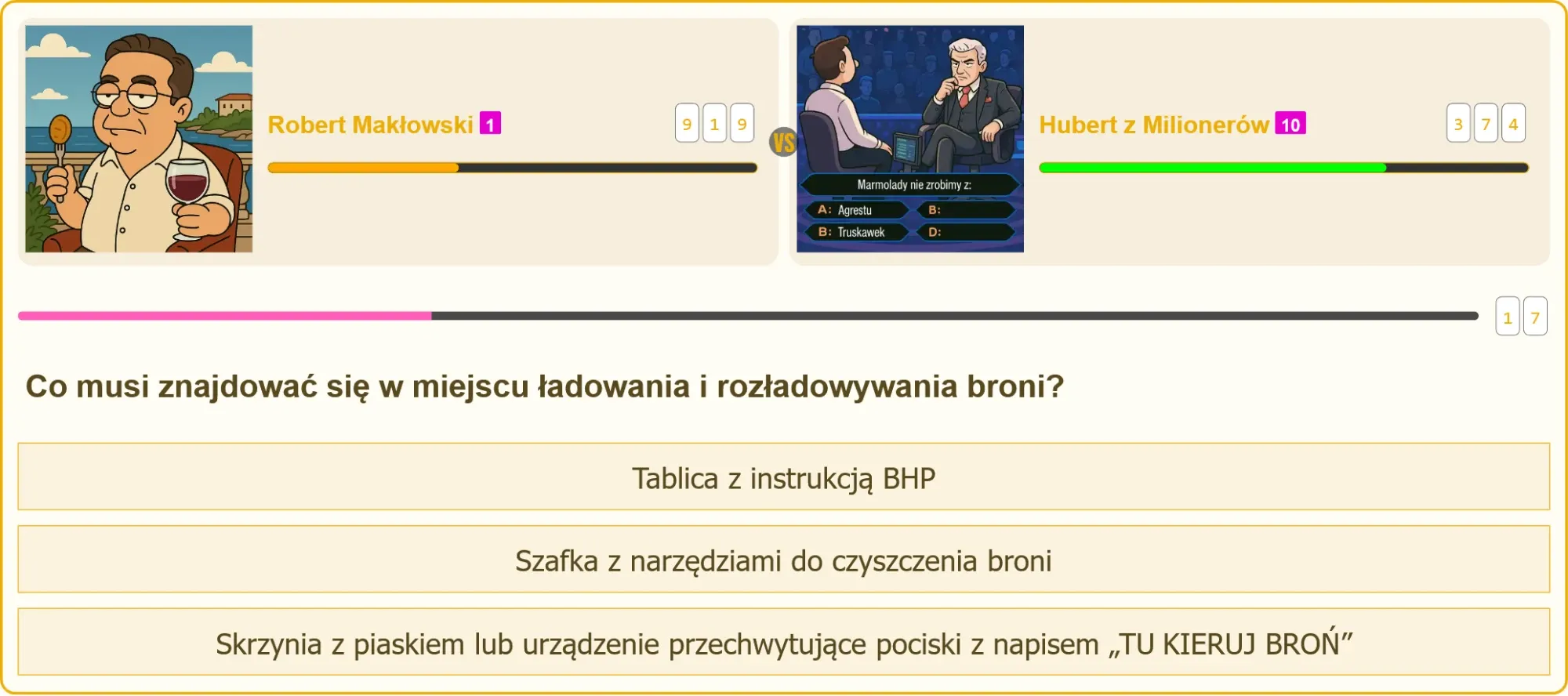 Miejsce ładowania broni ze skrzynią z piaskiem oznaczoną napisem TU KIERUJ BROŃ
