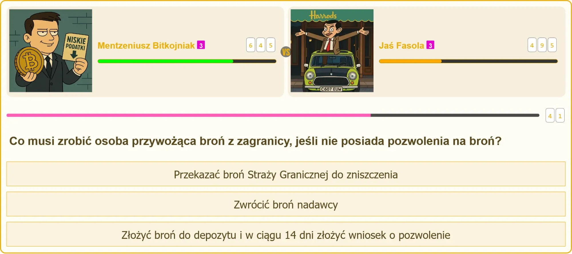 Człowiek z walizką na granicy z napisem 'co zrobić z bronią bez pozwolenia'