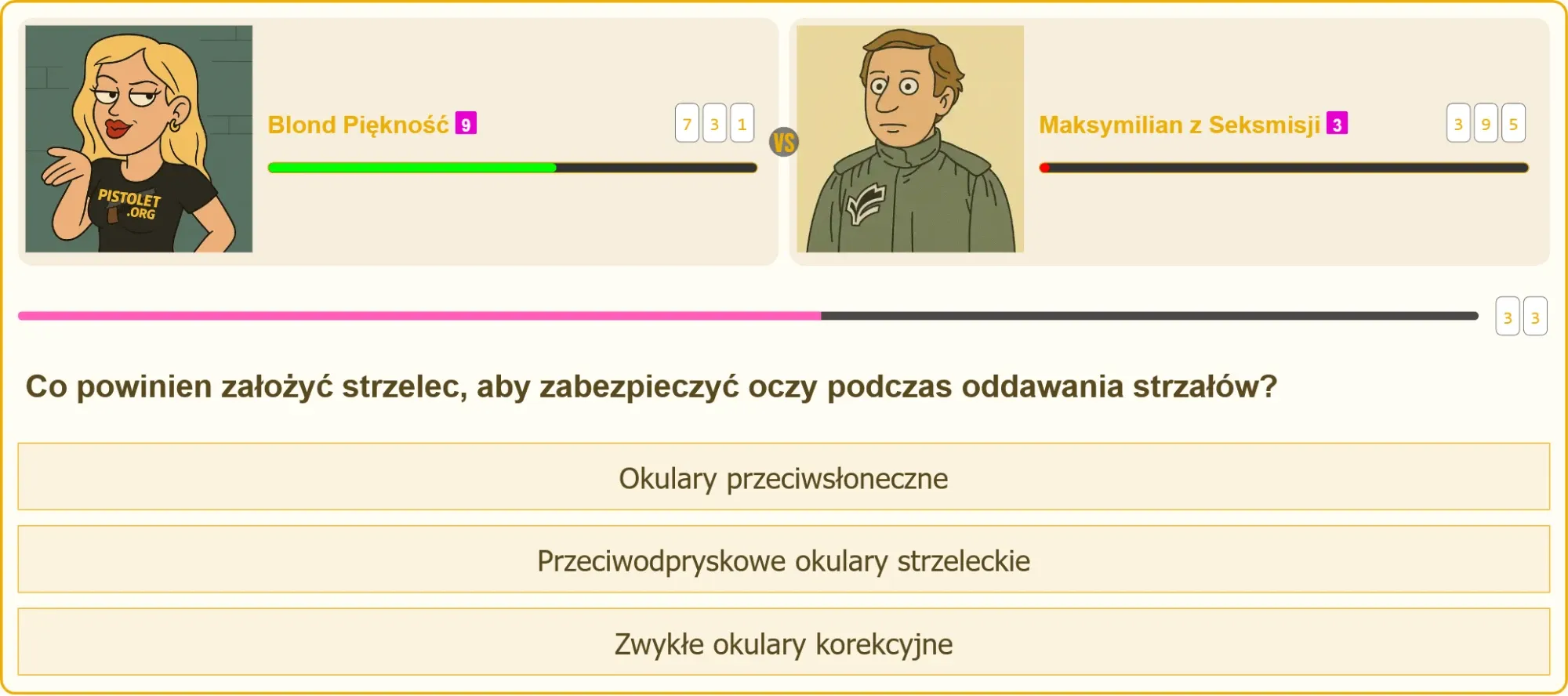 Strzelec w okularach przeciwodpryskowych na strzelnicy