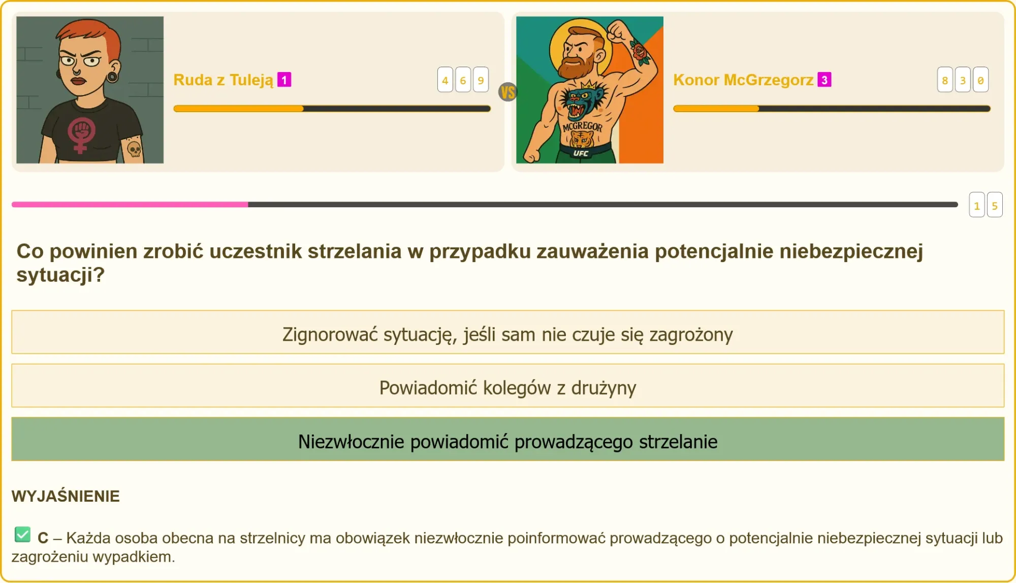 Przykładowa scena niebezpiecznej sytuacji na strzelnicy