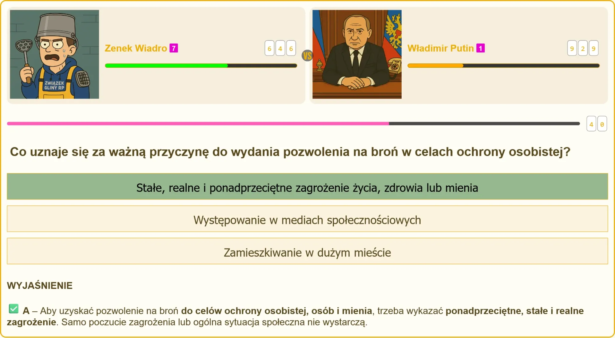 Człowiek rozwiązujący test na pozwolenie na broń