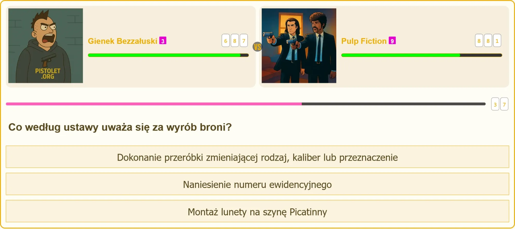 Pojedynek wiedzy na teście patentu strzeleckiego