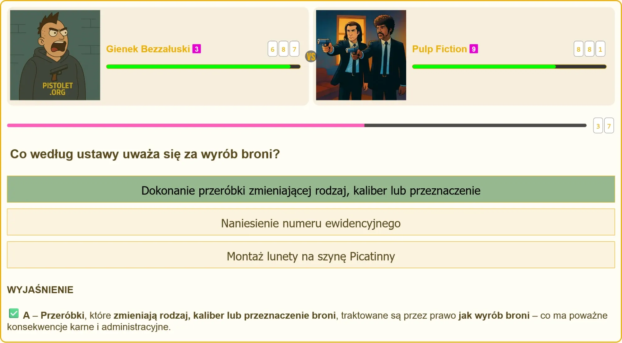 Przykładowe pytanie testowe na patent strzelecki