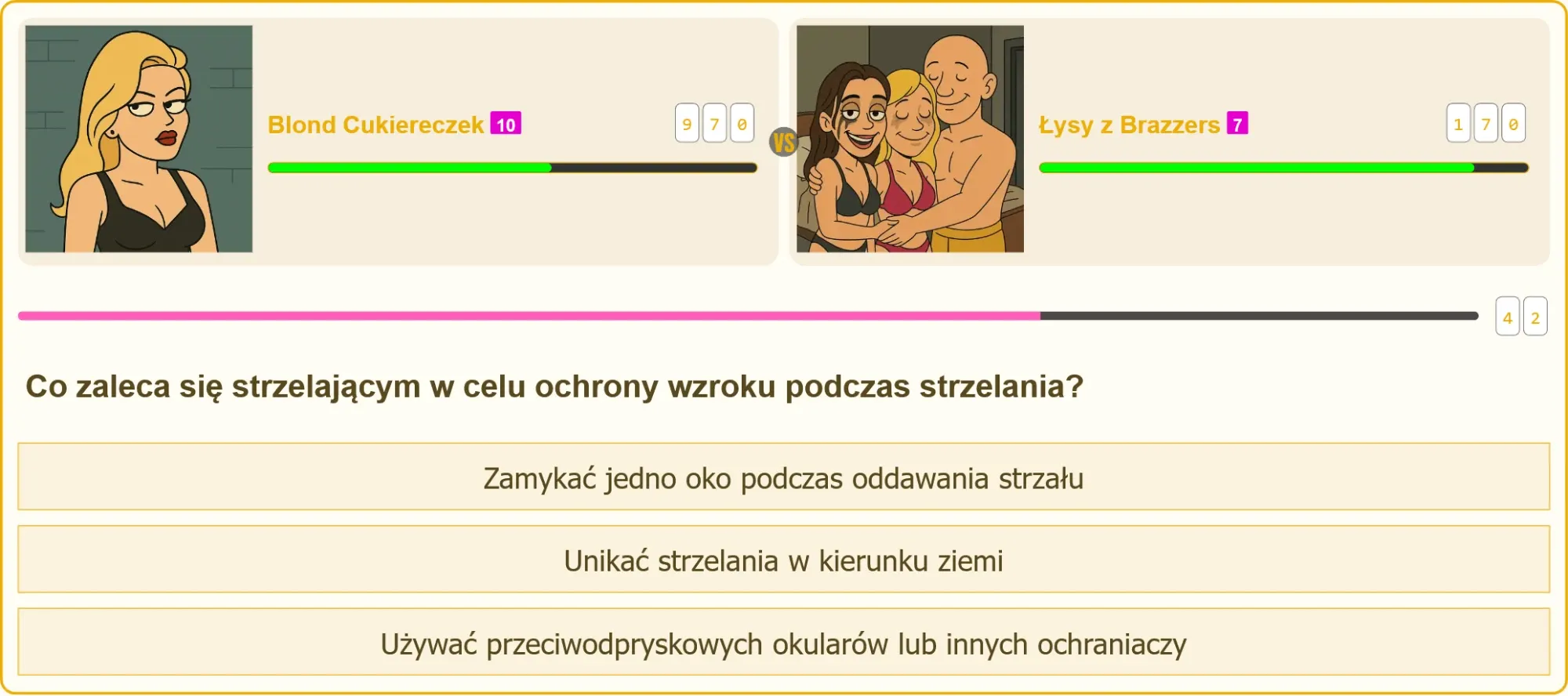 Strzelec w okularach ochronnych podczas strzelania