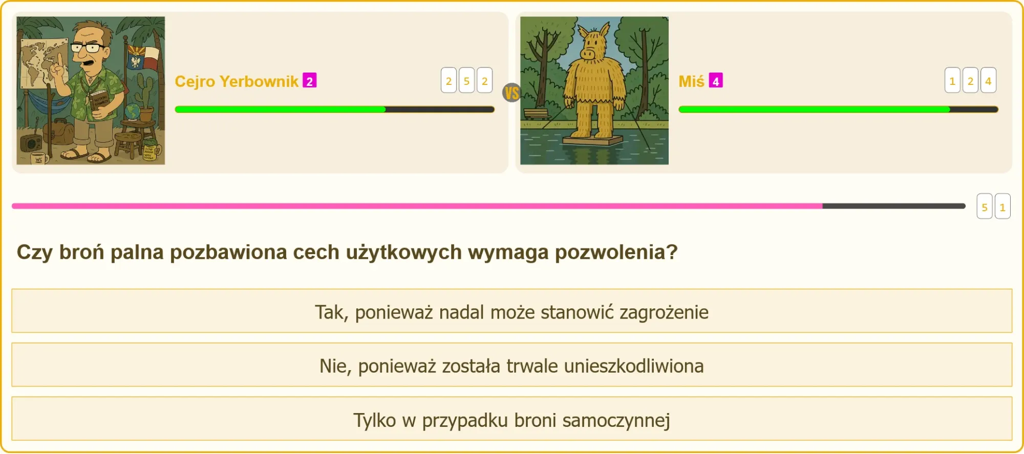 Pojedynek na pytania testowe na patent strzelecki
