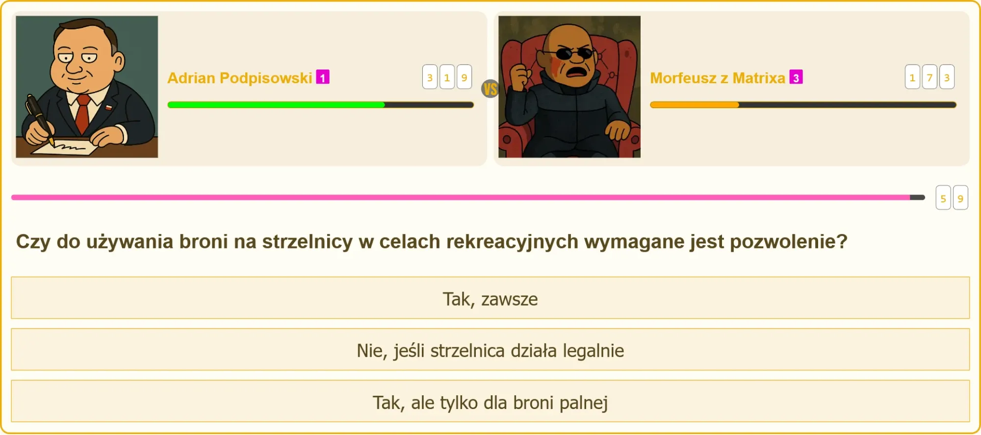 Pojedynek na strzelnicy między Adrianem a Morfeuszem
