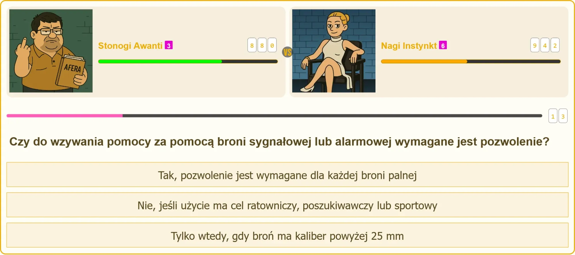Pojedynek na pytania o pozwolenie na broń sygnałową