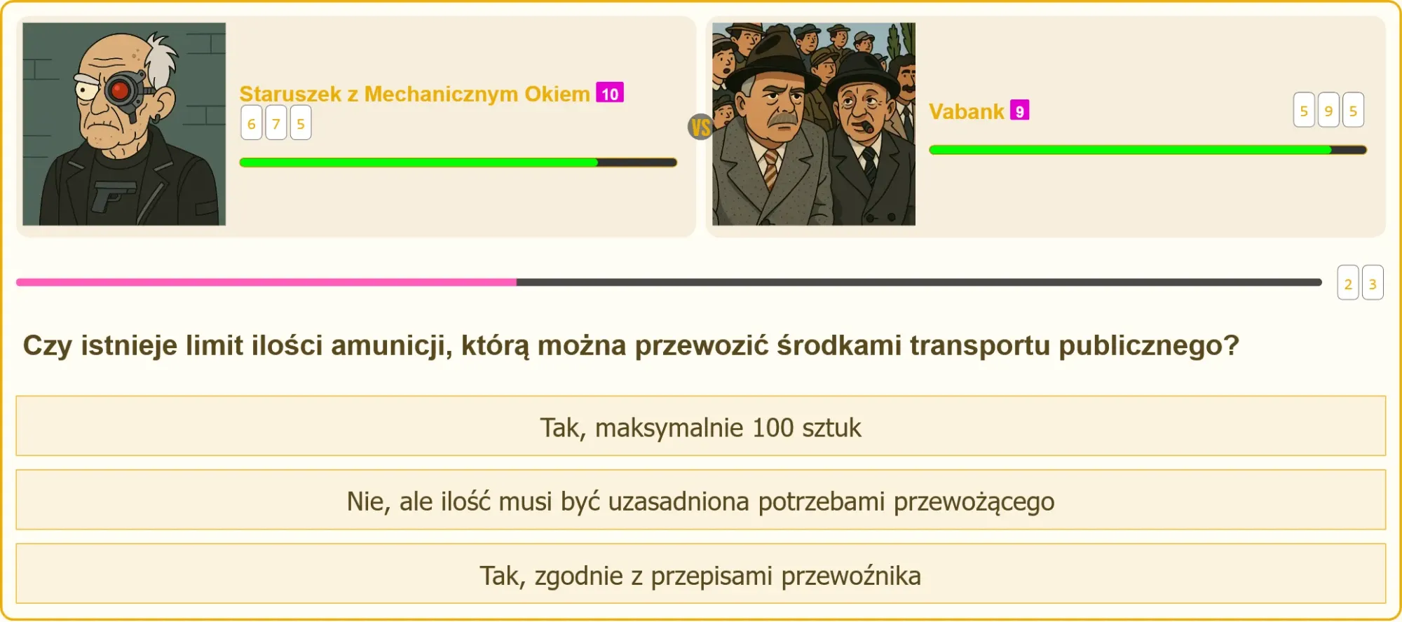 Pojedynek na pytania testowe na patent strzelecki