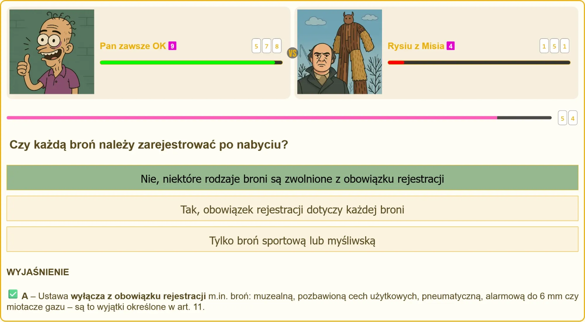 Przykłady broni zwolnionej z rejestracji