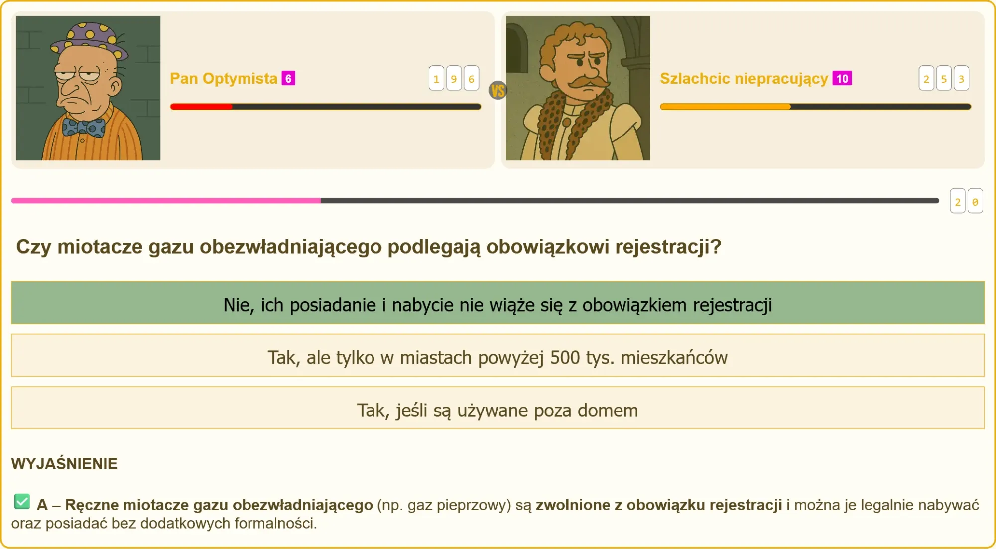 Test na patent strzelecki - gaz obezwładniający