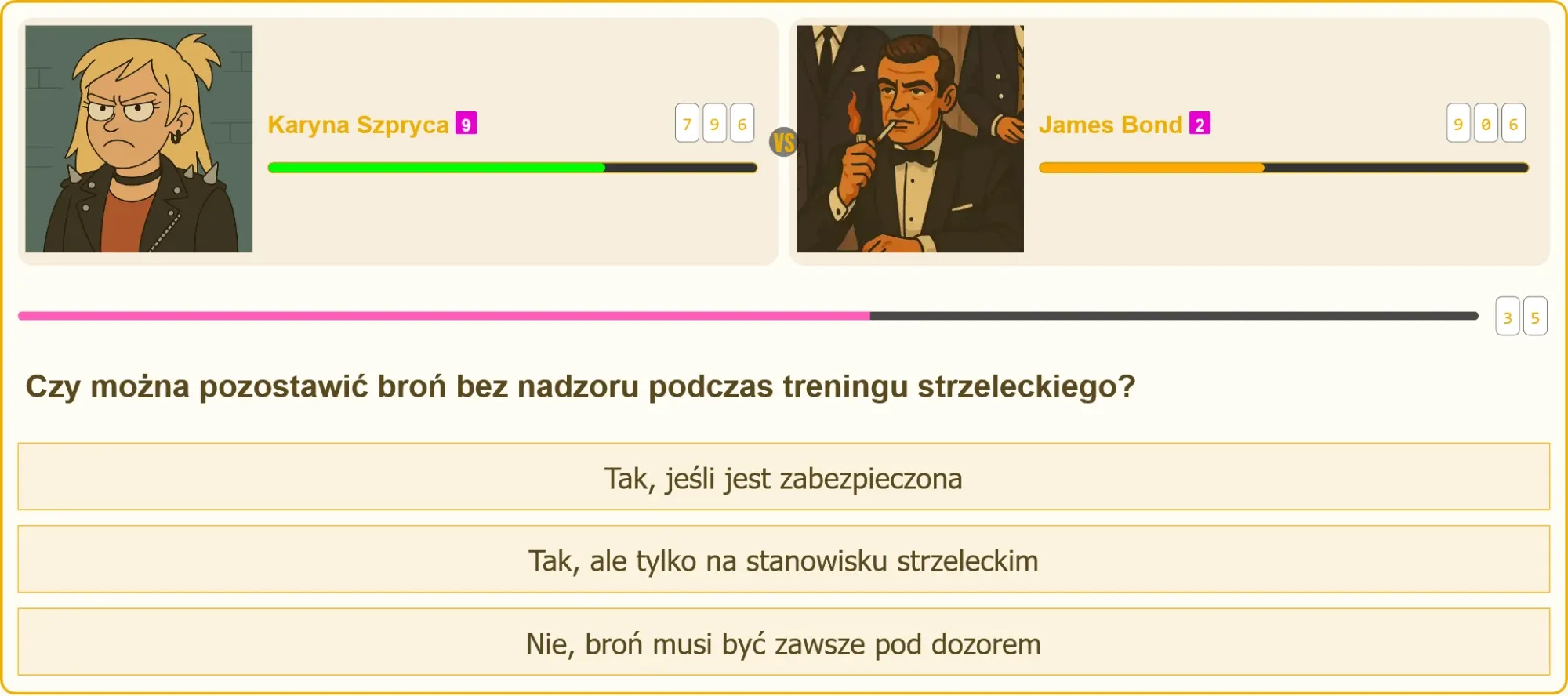 Pojedynek na strzelnicy między użytkownikiem a przeciwnikiem