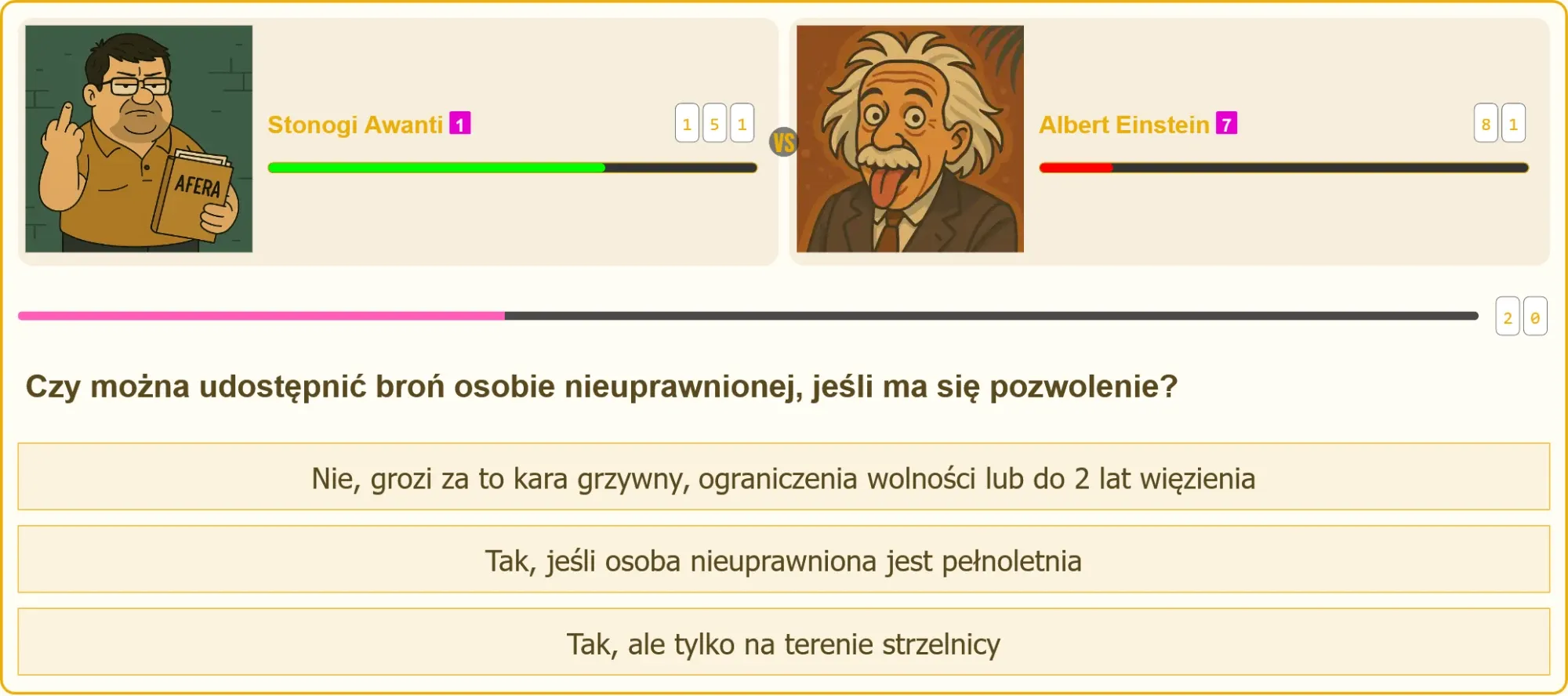Pojedynek wiedzy na temat udostępniania broni osobie nieuprawnionej