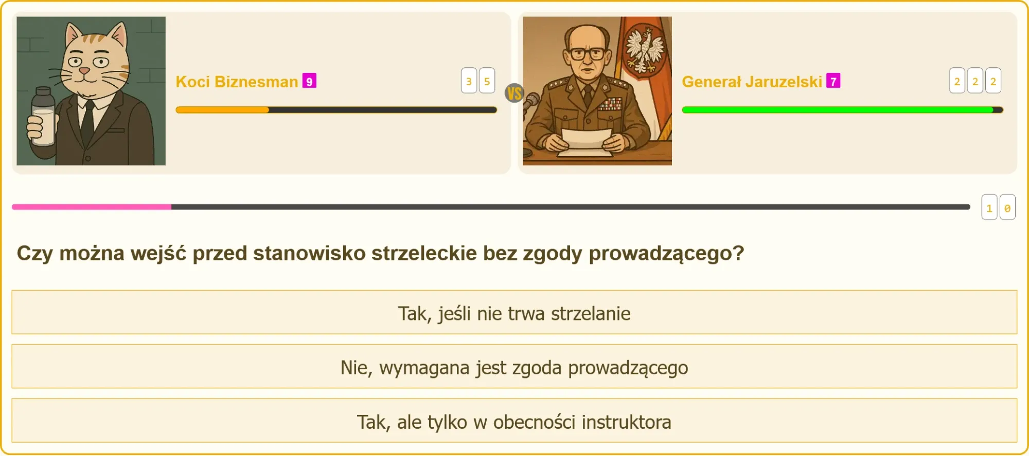 Pojedynek na strzelnicy między generałem a biznesmenem