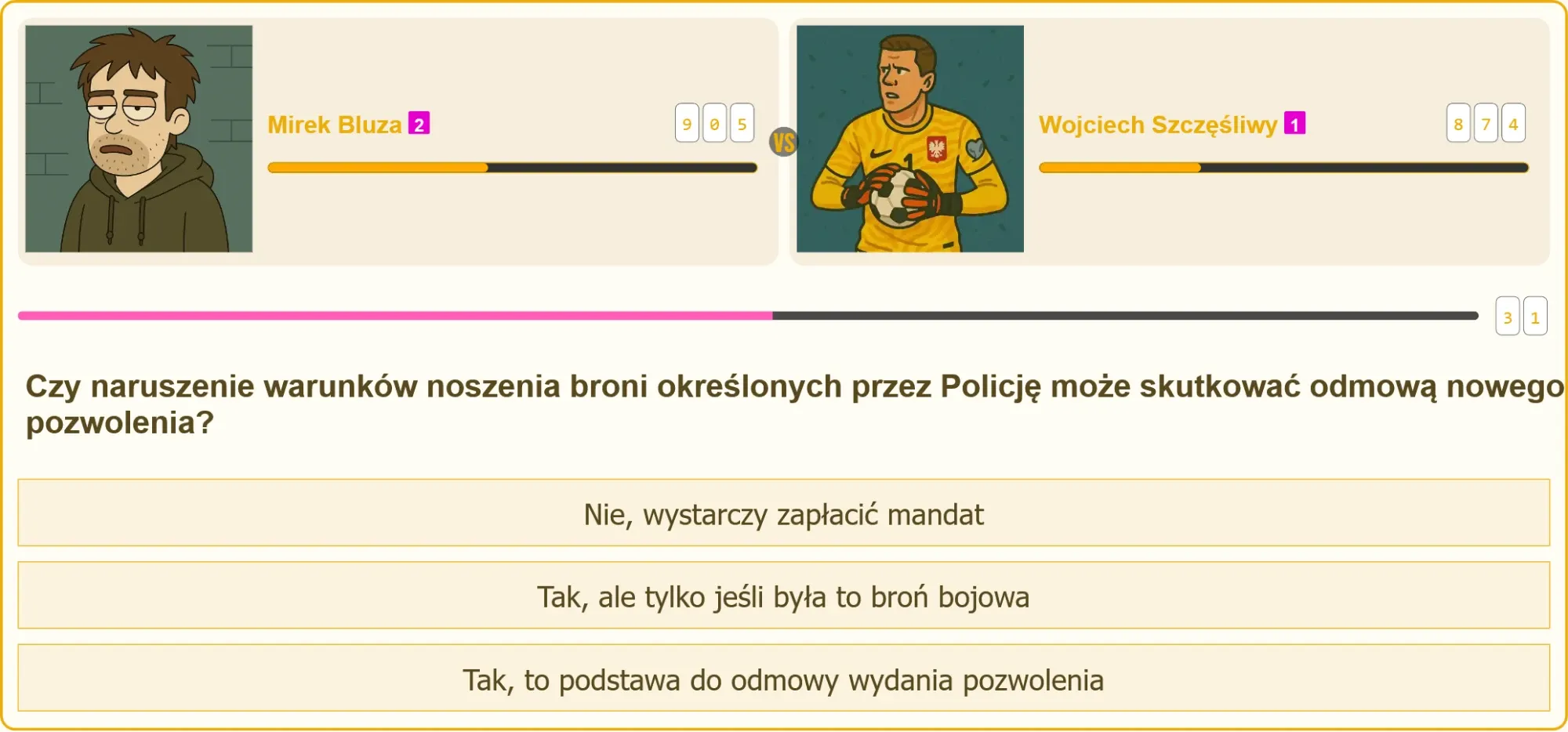 Pytanie testowe na patent strzelecki o naruszeniu warunków noszenia broni