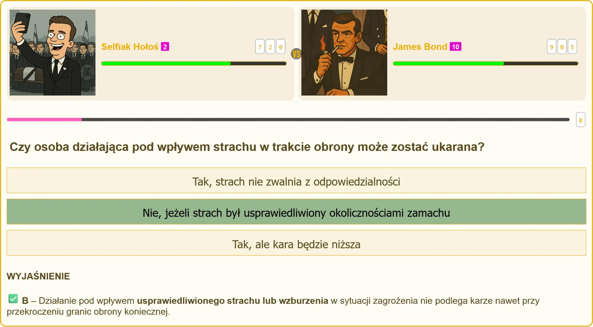 Porównanie odpowiedzi w teście na pozwolenie na broń