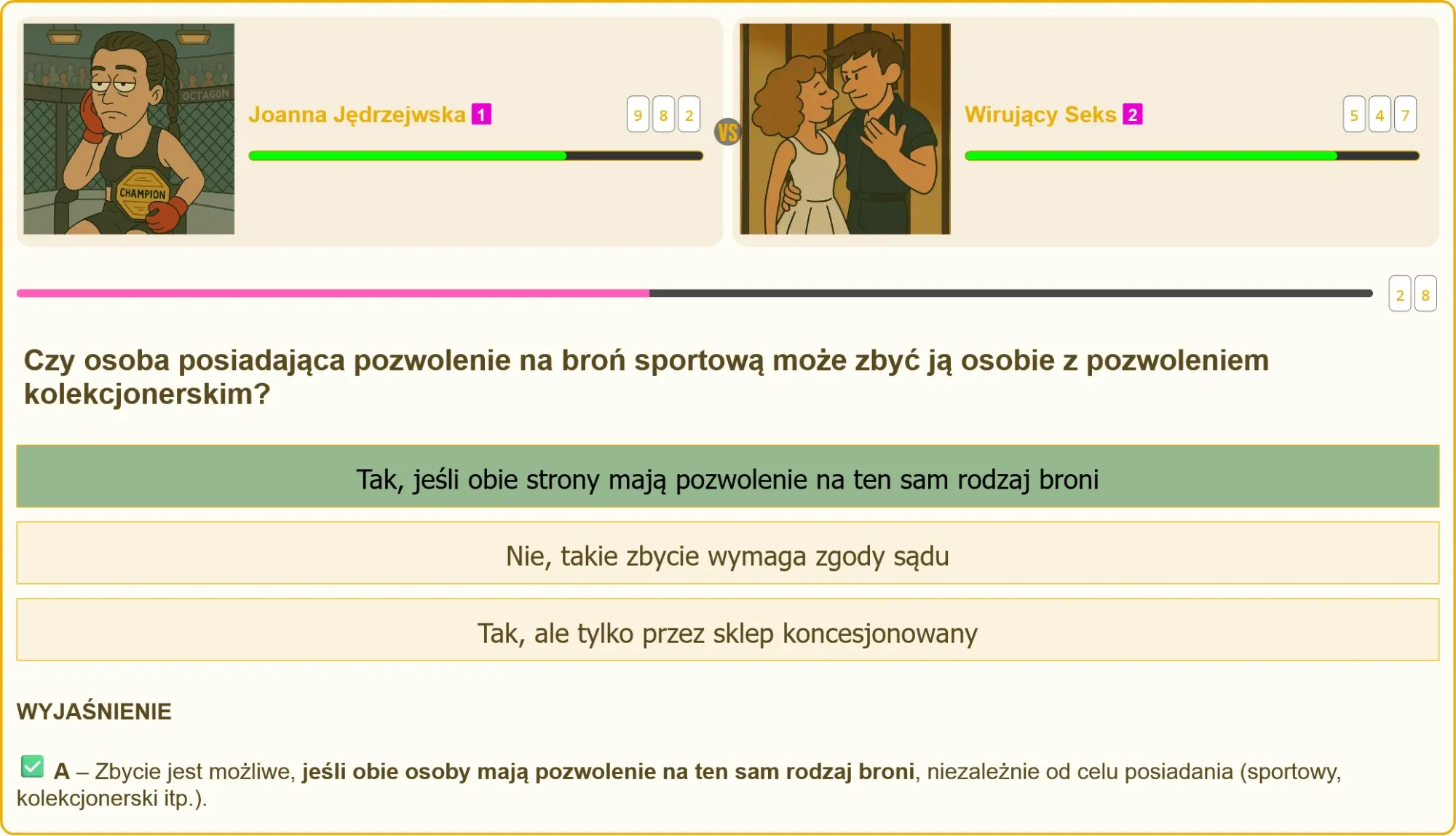 Pytanie testowe o zbyciu broni sportowej kolekcjonerowi