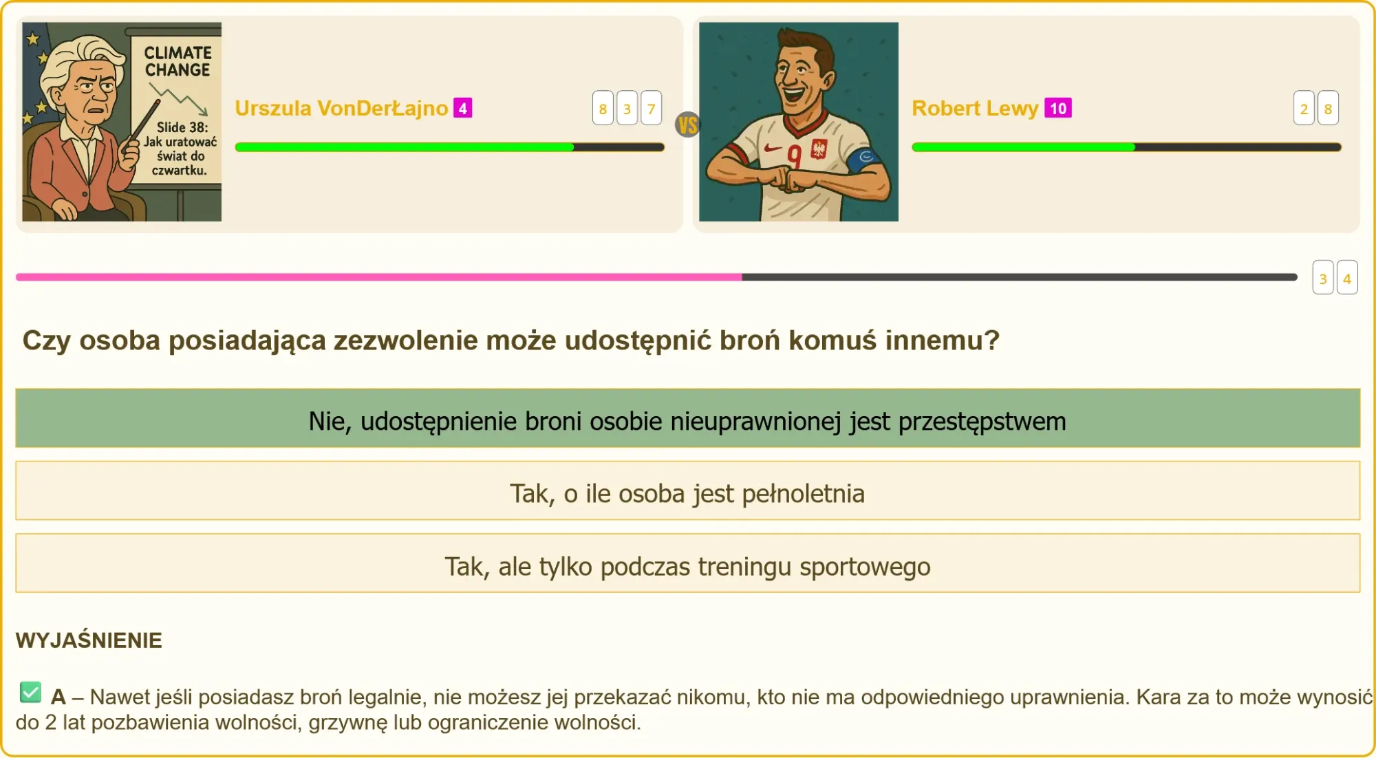 Prawidłowa odpowiedź na pytanie o udostępnianie broni