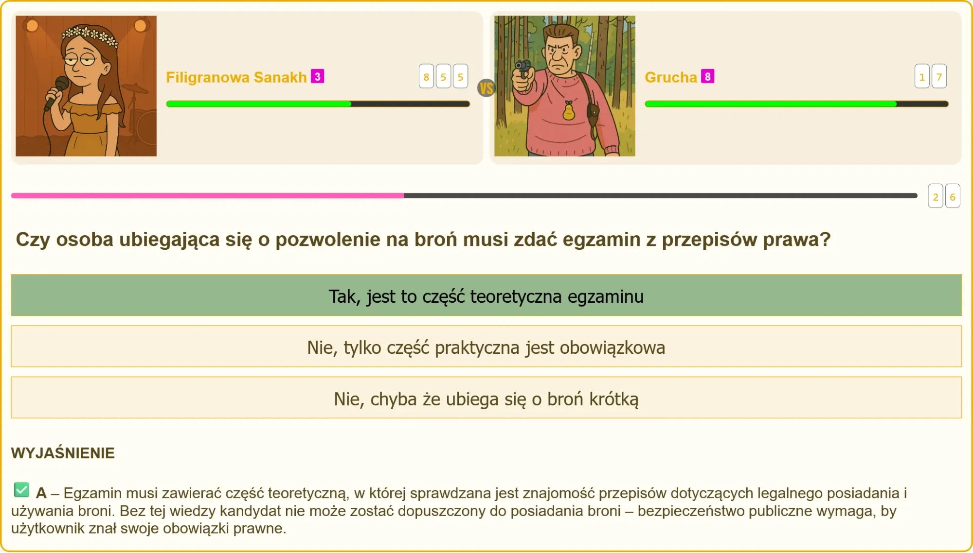 Pytanie testowe o przepisy prawa przy pozwoleniu na broń