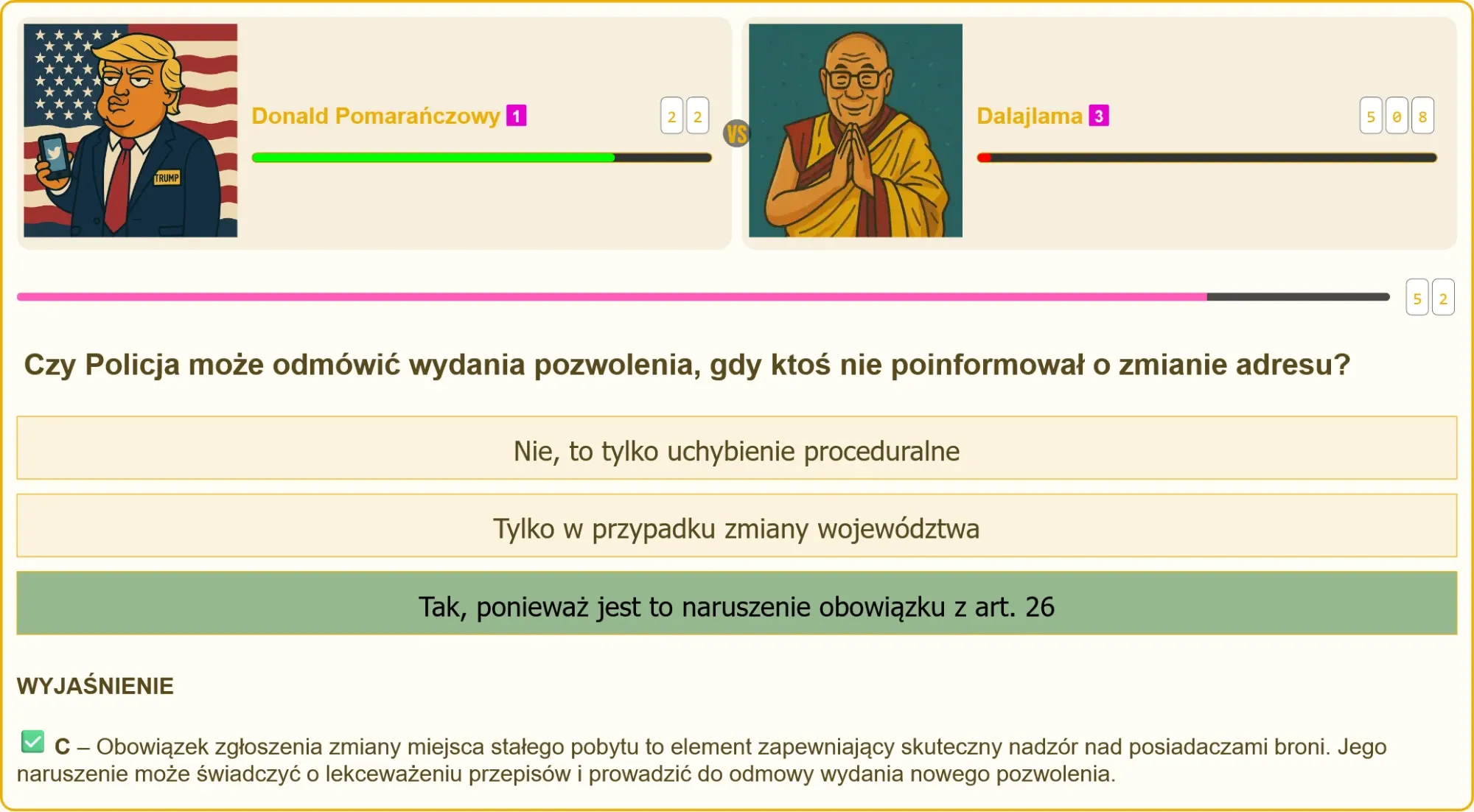 Mężczyzna wypełniający wniosek o pozwolenie na broń z zaznaczoną zmianą adresu