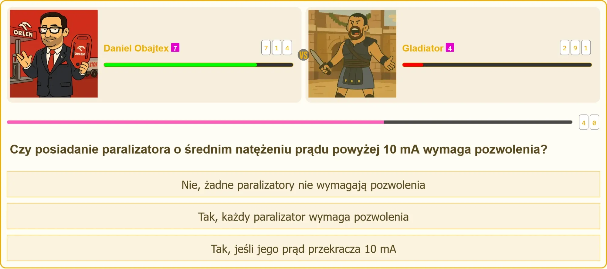 Pojedynek na patent strzelecki - Daniel vs Gladiator