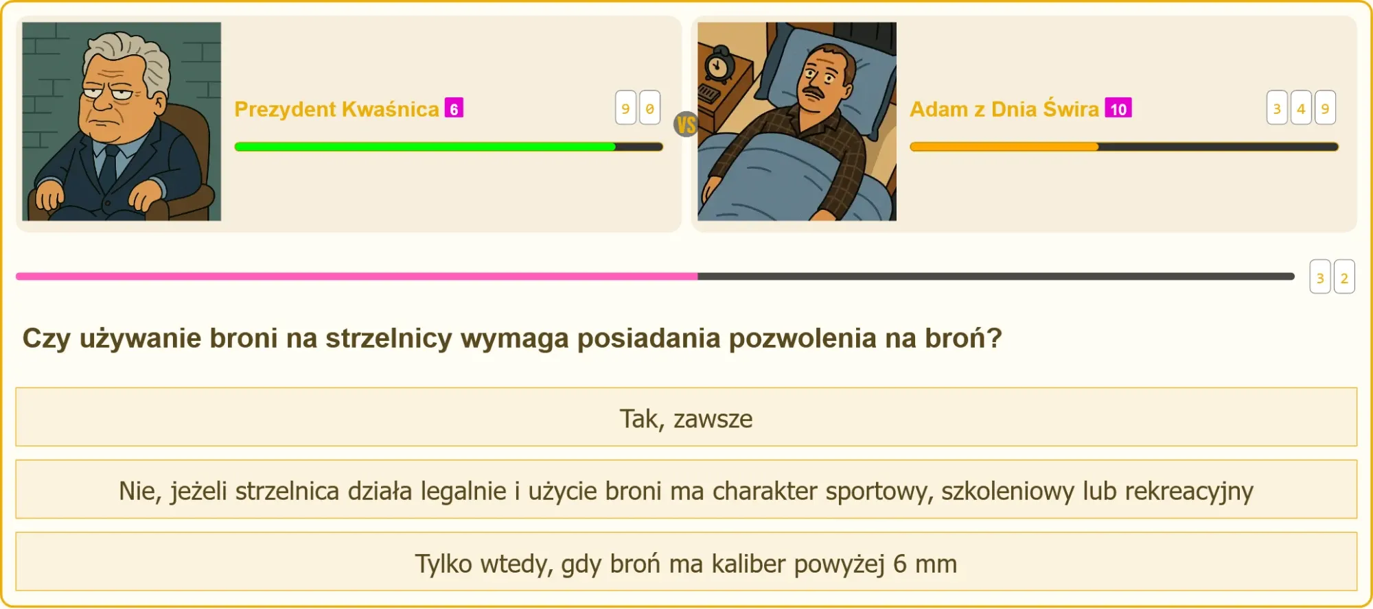 Pojedynek strzelecki między użytkownikiem a przeciwnikiem