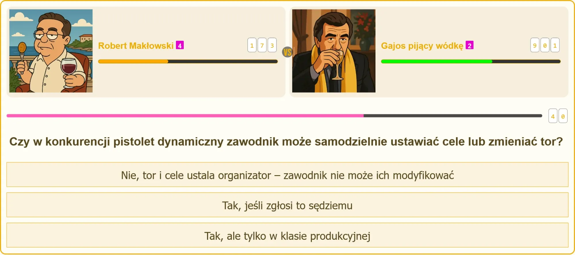 Zawodnik strzelający na torze pistoletu dynamicznego
