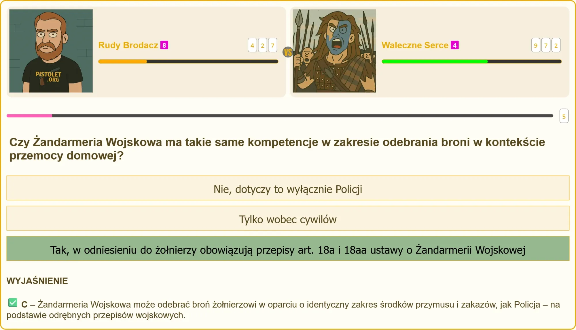 Pytanie testowe na patent strzelecki – kompetencje Żandarmerii Wojskowej