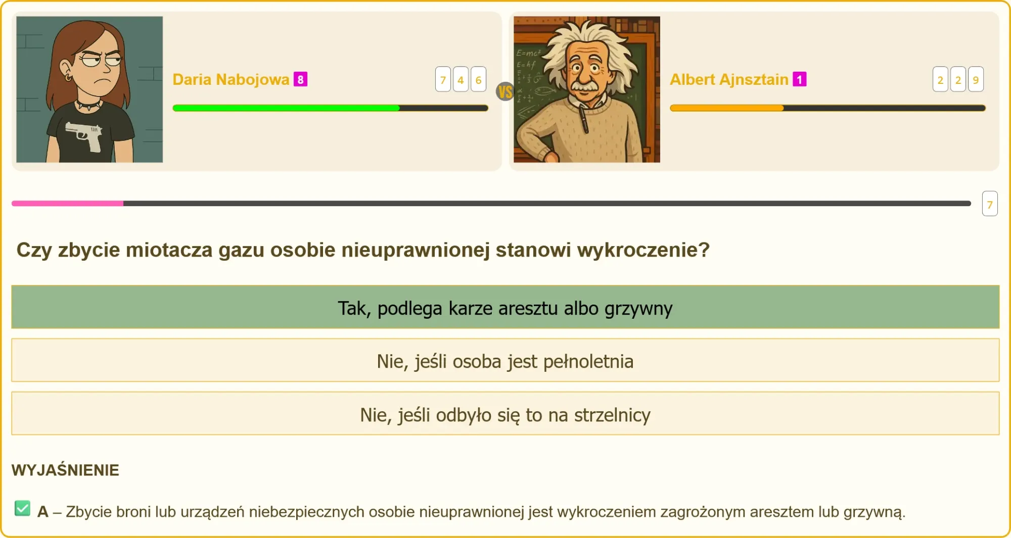 Albert Ajnsztain podczas pojedynku na testach strzeleckich