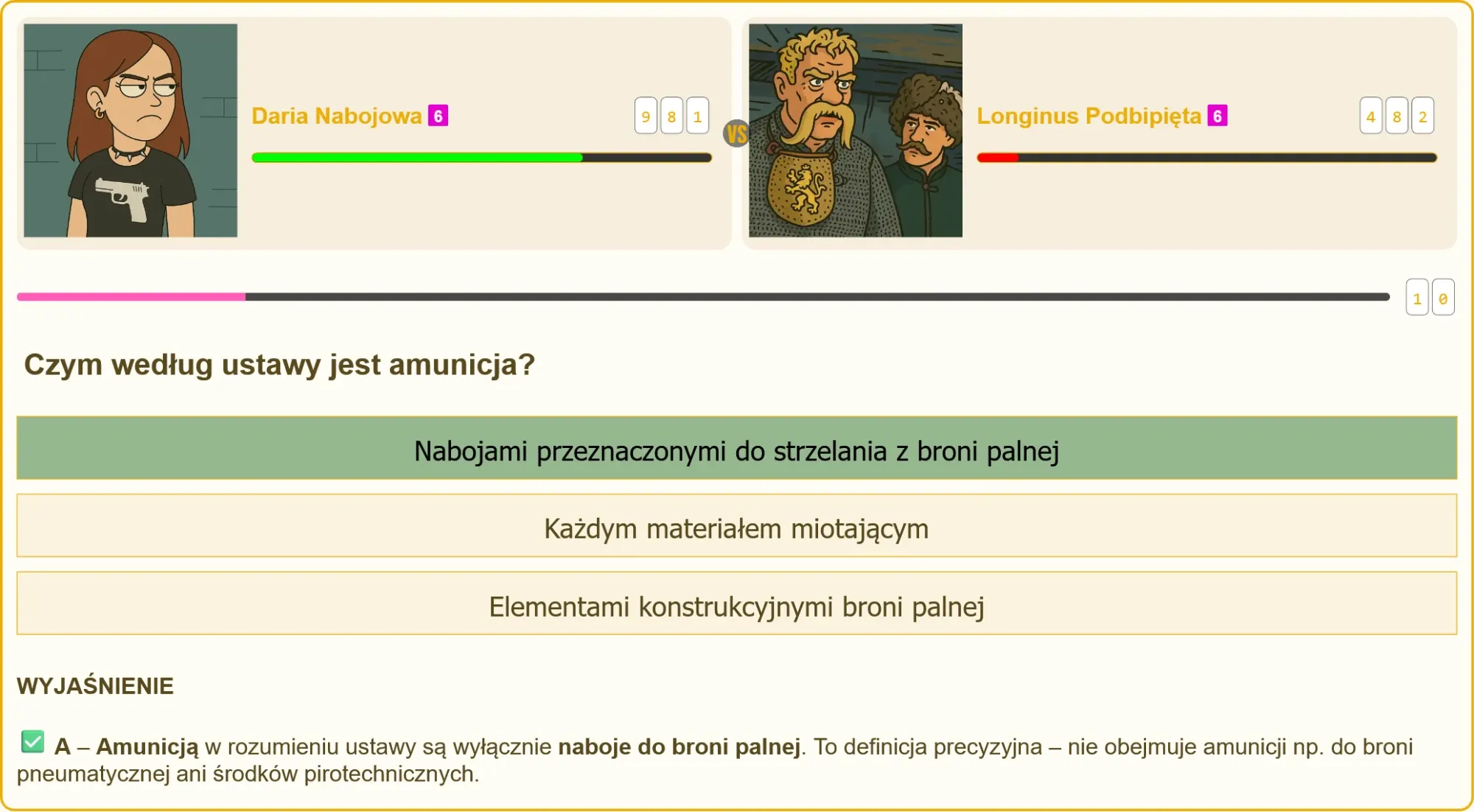 Longinus Podbipięta podczas egzaminu na pozwolenie na broń