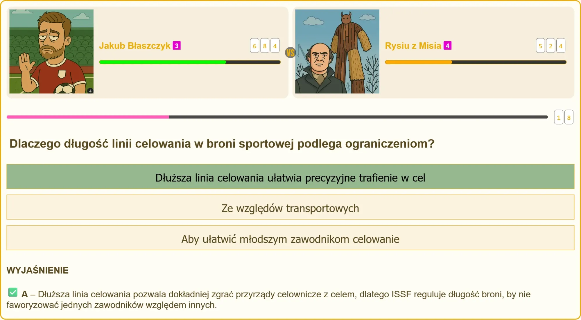 Porównanie broni sportowej z różną długością linii celowania