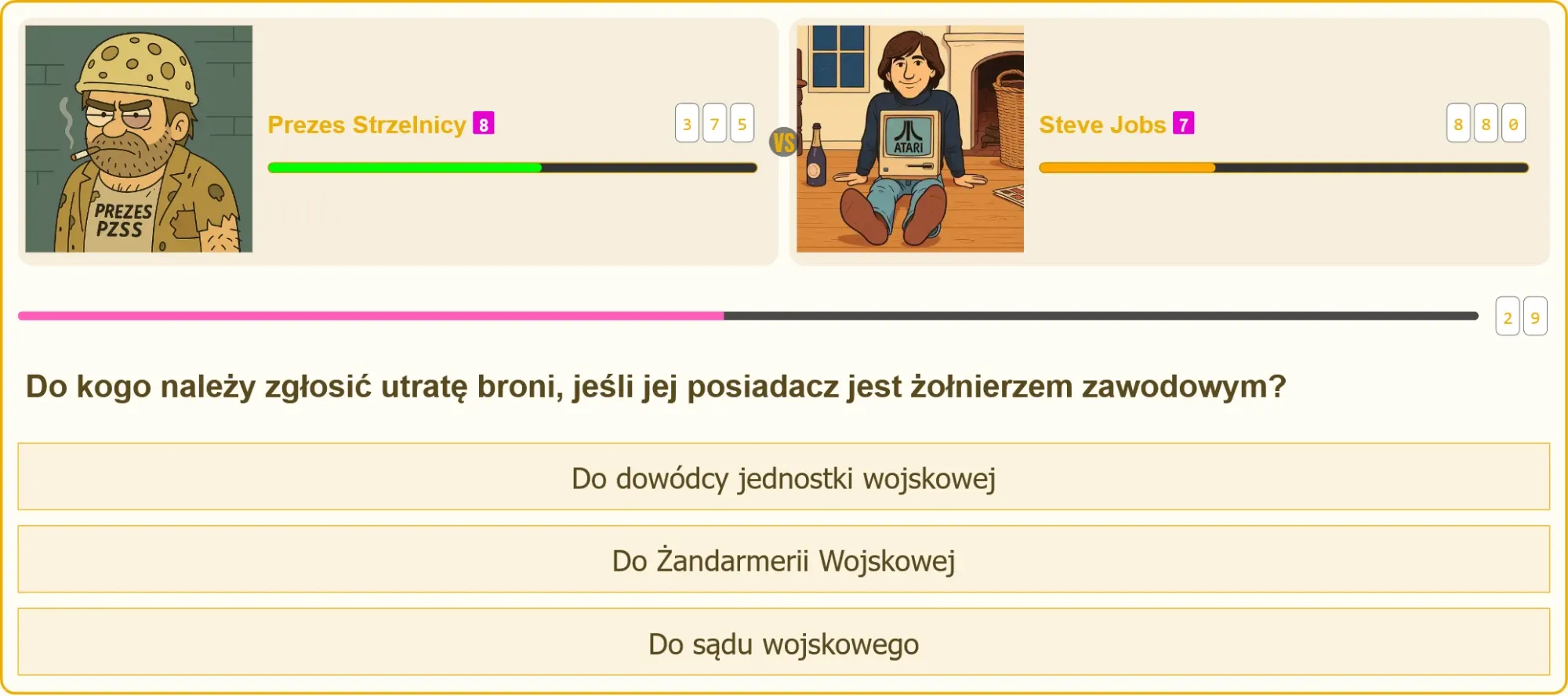 żołnierz zgłaszający utratę broni do Żandarmerii Wojskowej