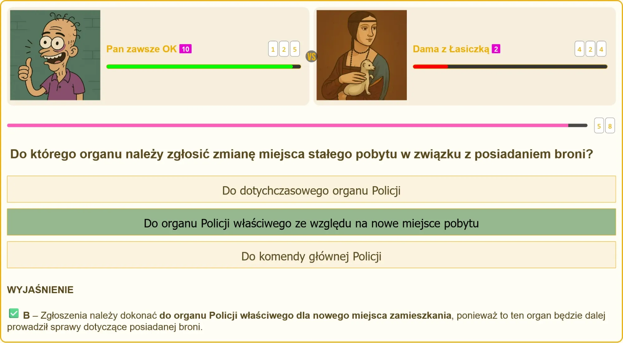 Schemat zgłaszania zmiany adresu do organu Policji przy posiadaniu broni