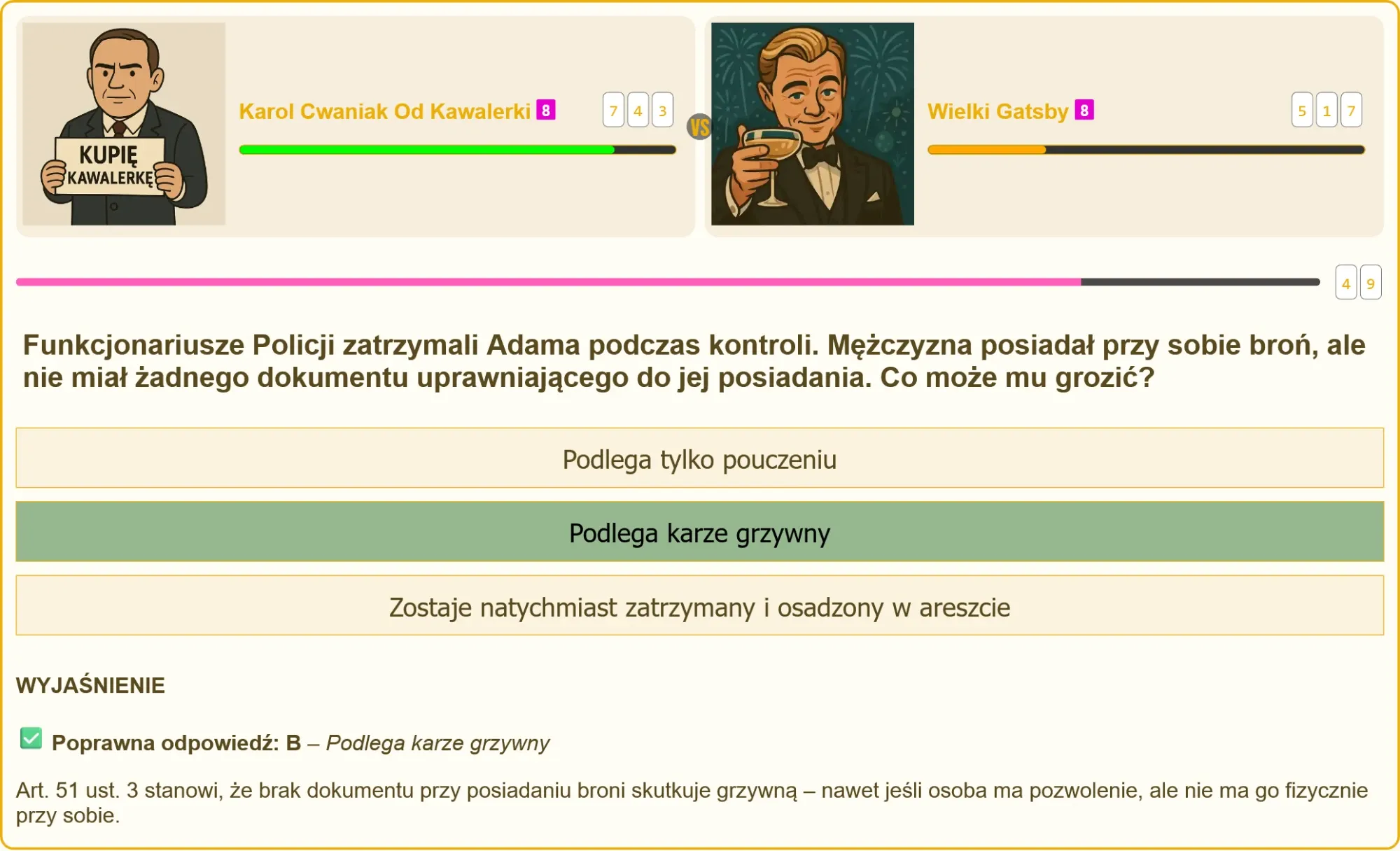 Kontrola policji - brak dokumentu przy broni