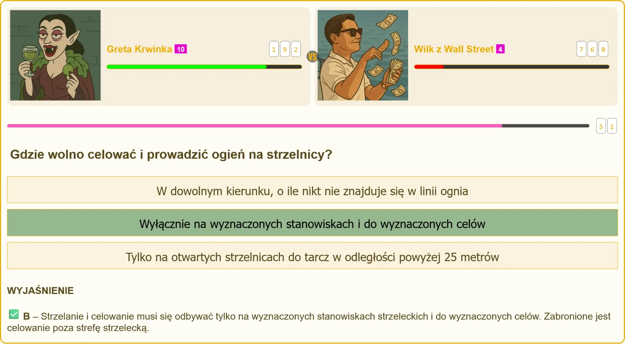 Osoba celująca z broni na strzelnicy