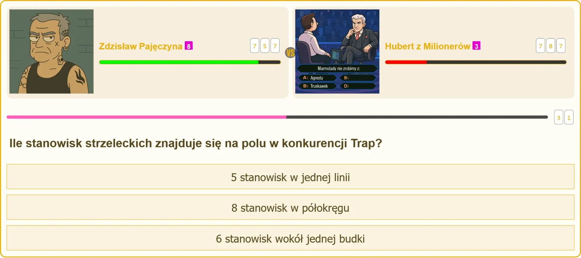 Schemat stanowisk strzeleckich w konkurencji Trap – 5 stanowisk w linii