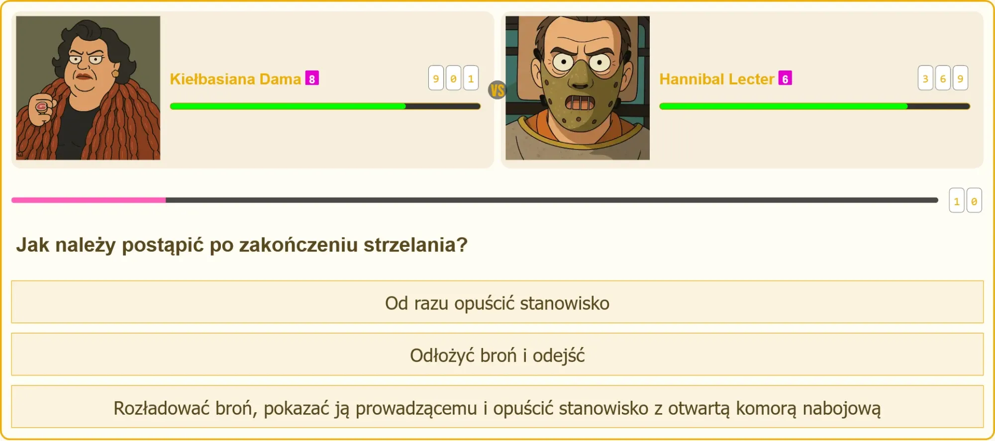 Strzelec rozładowujący broń na strzelnicy