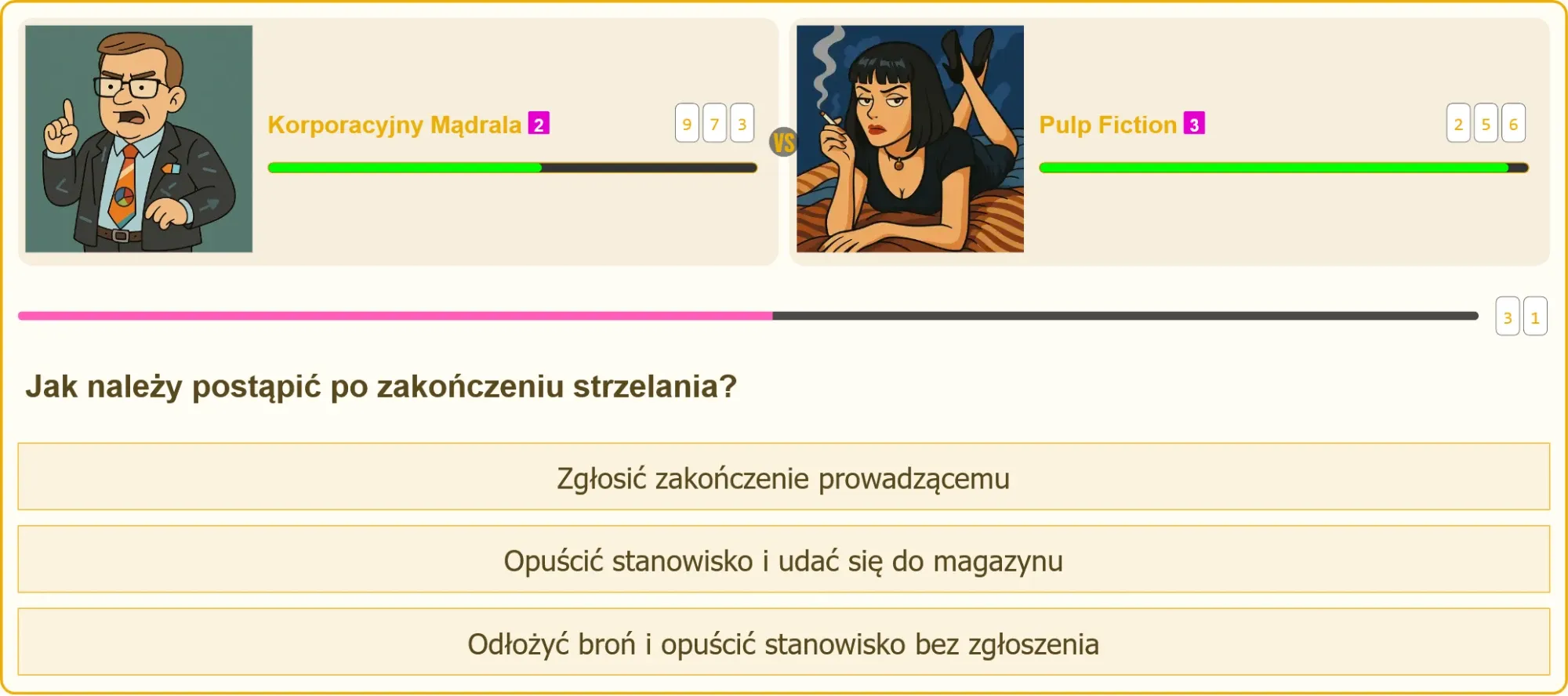 Strzelec zgłaszający zakończenie strzelania prowadzącemu