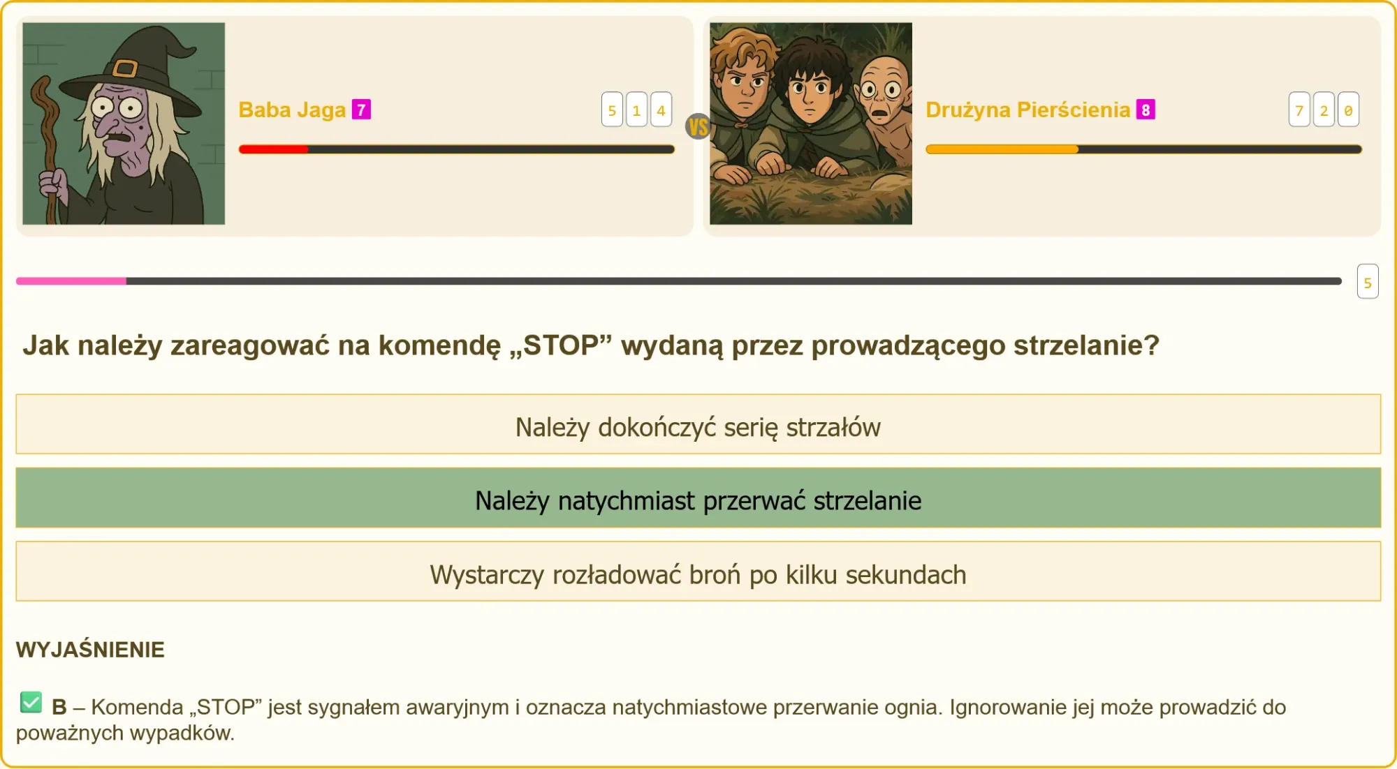 Broń odłożona po usłyszeniu sygnału awaryjnego